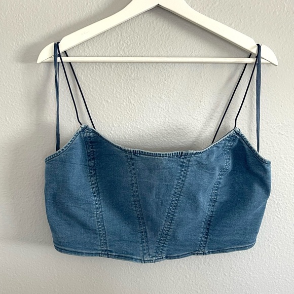 Urban Outfitters Tops - Urban Outfitters Blue Denim Crop Top